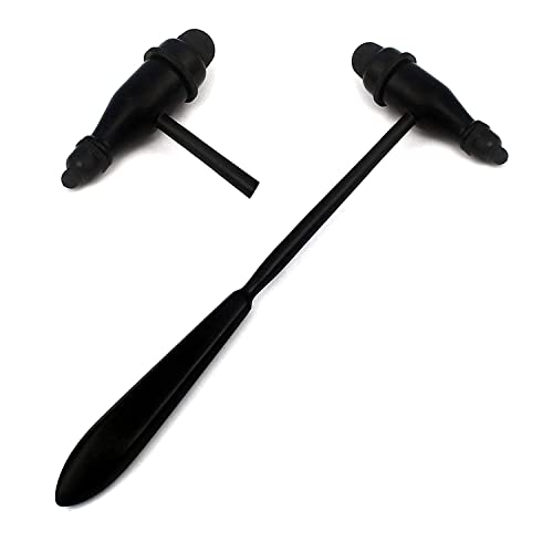 LAJA Imports Tromner Neurological Reflex Hammer With Pointed Tip Handle For Cutaneous And Superficial Responses - (All Black)