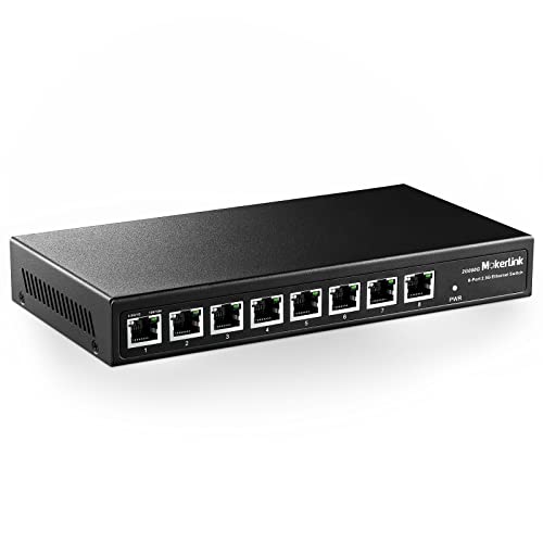Image of MokerLink 8 Port 2.5G Ethernet Switch, 8 x 2.5GBASE-T Ports, Compatible with 10 /100 /1000Mbps, Metal Unmanaged Fanless Network Switch