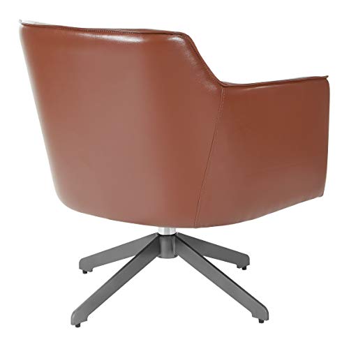 Image of Office Star FL Series Faux Leather Guest Chair with 360 Degree Swivel and Black Base, Saddle