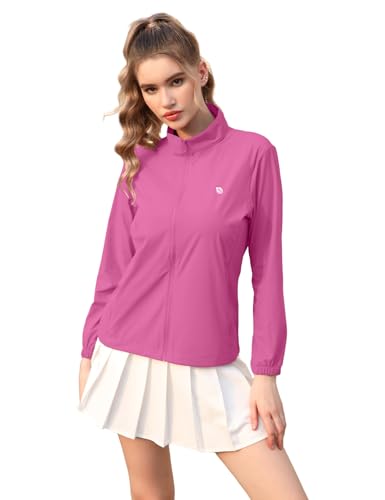 Image of Venzina Women's UPF 50+ Lightweight Athletic Jacket UV Sun Protection Full Zip Cooling Hoodie Long Sleeve Sunscreen Protective Clothing for Women for Outdoor Hiking, S-XL