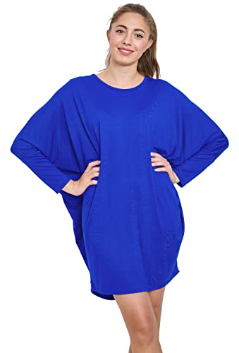 Van Der Rich ® - Tunika Kleid Langarm Oversize Einheitsgröße - Damen (Royalblaue, One Size)