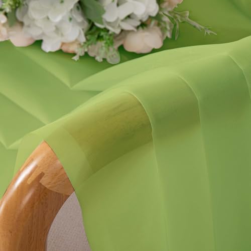Image of OVZME Sheer Curtains 84 Inches Long 2 Panels Set, Light Filtering Transparent Lightweight Soft Window Treatment Panels for Study Room Living Room Guest Room, Each 42W x 84L Inches, Lime
