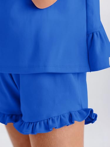 Image of Haloumoning Girls Summer Clothing Sets Ruffle Tank Tops and Shorts | 2 Piece Outfits
