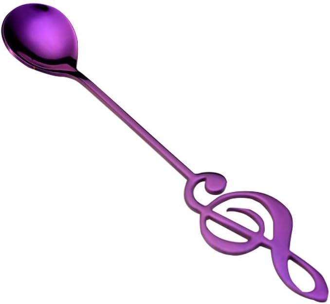 Silverware Flatware Set, 1/4/6/8/10 Pieces 304 Stainless Steel Musical Notation Cake Dessert Spoon 304 Stainless Steel Coffee Spoon Mixing Spoon (Color : Rainbow, Size : 10Pcs)