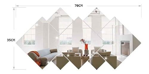 Espelho Decorativo Acrílico Sala Quarto Geometrico 7 Peças 75CM x 35CM
