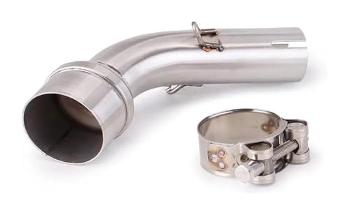 Motorrad Auspuff Mittelrohr Für Yamaha Für YZF-R3 Für R25 Für MT-03 2015–2022 Motorradauspuffanlage Mit Mittelstück Slip-On-Schalldämpfer Endschalldämpfer(Silver B)