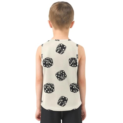 J JOYSAY Cartoon Dice Beige Boys Tank Top Sleeveless Muscle Shirts Quick Dry Sport Workout Active Kids T-Shirts 3-15T3