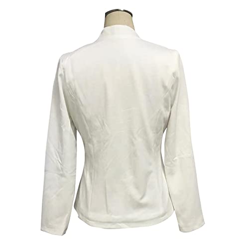 Cololura Women's Casual Loose Blazer Long Sleeve Open Front Cardigan Jackets Elegant Coats, White, XL