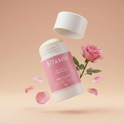 Image of Bitamin Natural Deodorant Underarm Roll On with 5% Vitamin C | Natural Deodorant for Men & Women | Made in India | No Aluminium, No Alcohol, No Parabens & No Triclosan | 8 Hour Odour Control | French Rose - 30g (Pack of 1)