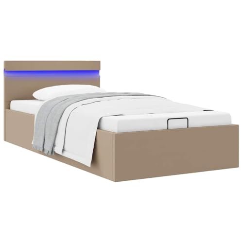 LAPOOH Cama canapé hidráulicacuero sintético Capuchino 90x200 cm, Somier, Cama es, Estructura Cama - 285558