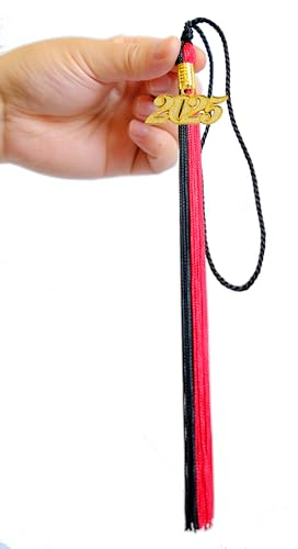 Image of Graduation Tassel 2025,Black and Red Tassel 2025