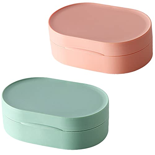 Travel Soap Container, 2 PCS Soap Travel Case Soap Container, Multicolor Plastic Travel Soap Holder, Bar Soap Travel Container by Metboltpan (2, 4.92x3.15x1.57)