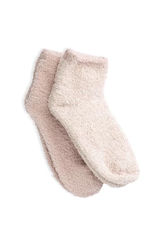 Barefoot Dreams CozyChic 2-Pair Tennis Sock Set Dusty Rose Multi One Size