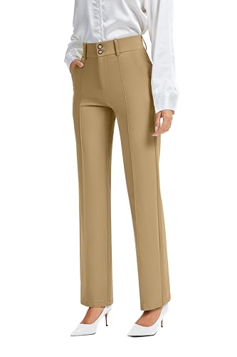 FUNYYZO Stretchy Work Pants for Women Straight Leg Dress Pants