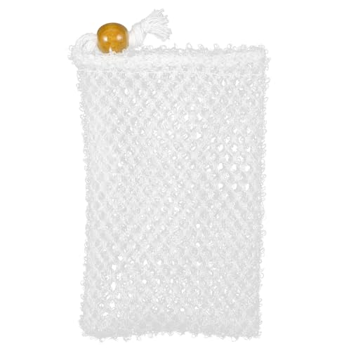 Filet exfoliant moussant pour savonnette sachet en nylon blanc avec cordon pour exfoliation douce