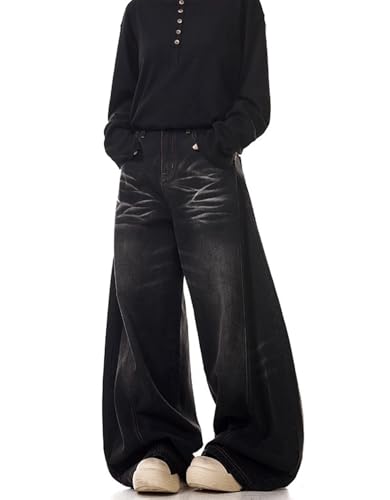 Barrel Baggy Wide Leg Jeans for Women Men Loose Fit Oversized Boyfriend Y2K Hip Hop Streetwear Denim Pants