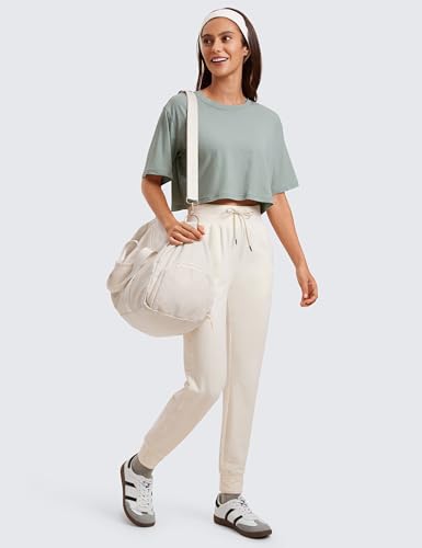 Image of CRZ YOGA Pima Cotton High Neck Crop T-Shirt | Workout, Naturally Soft, Loose Fit, Short Sleeve Tops for Women