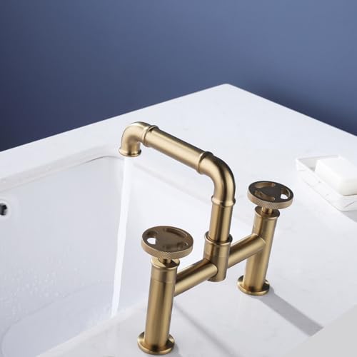 Mitigeur bain monotrou or brossé moderne à double levier chic - 8