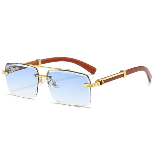 Image of Fashion Rimless Rectangle Sunglasses Mens Womens Frameless Square Sun Glasses UV 400