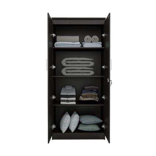 Image of COUCH CULTURE Mono Engineering Wood 2 Door Wardrobe | Almirah for Clothes Wooden | Wardrobe Organizer for Clothes | Multipurpose Almirah for Storage Bedroom | 1 Year Warranty - Wenge