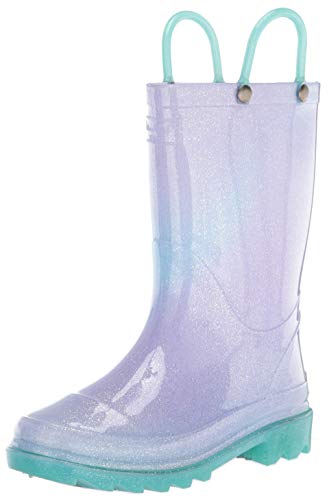 Western Chief Girls' Light-up Waterproof Rain Boot, Glitter Ombre, 1 Little Kid M