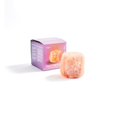 Image of Myga Himalayan Salt Tealight Candle Holder - Authentic Pink Rock Salt Tea Light Holder - Natural Shaped Crystal Tea Candle Holder - Aromatherapy Candle for Meditation Accessories