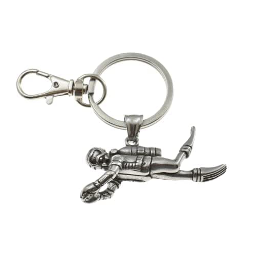 Scuba Diver Keychain in Stainless Steel. Gift for Scuba