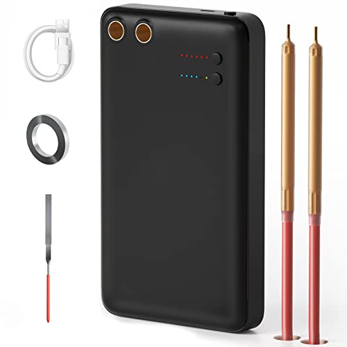 Spot Welder, Type-C Fast Charging Spot Welder 6 Gear Adjustable, 5000mAh Capacity Mini Spot Welder Machine with 16'' Spot Welding Pen, Charging Cable, 2M Nickle Sheet(Black 5000)