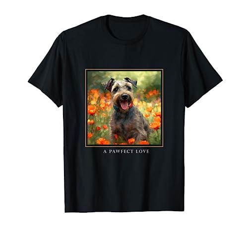 Cesky Terrier Perro Jardín Flores Pintura Mascota Mamá Papá Camiseta
