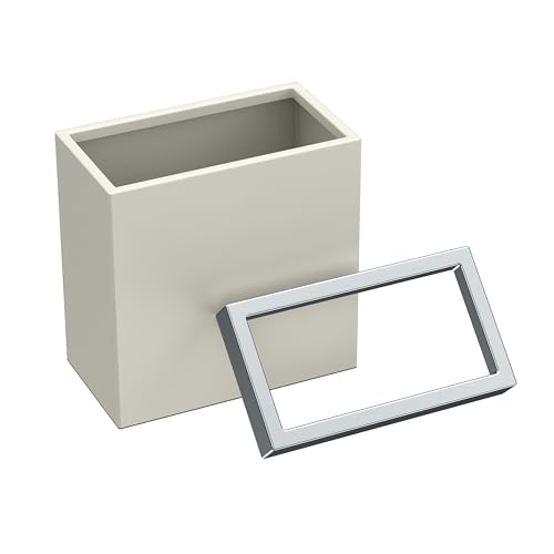 Image of Gatco Modern Rectangle Wastebasket, Matte Pearl and Chrome Combo - Stainless Steel Trash Can with Removable Lid, Leakproof, 3 Gallon Capacity for Bathroom, Bedroom, Kitchen, or Office