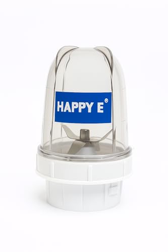 Image of HAPPY E Transparent Bullet Jar 300 ml | BPA-Free Polycarbonate | 304 Stainless Steel Blades | Fits 2-Lock Mixer Grinders