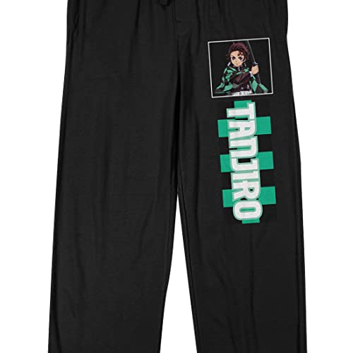 Demon Slayer Tanjiro Men's Black Drawstring Sleep Pants2