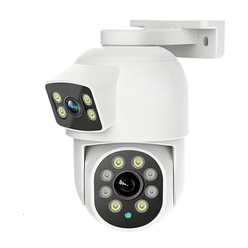 Cámaras de Vigilancia, PoE IP 8MP Cámara Domo PTZ de Doble Lente Monitoreo de Seguridad Seguimiento de 360 ​​​​° Micrófono Incorporado for el hogar y el Exterior(8MP PoE 128G Card)