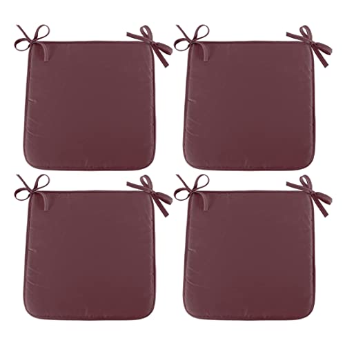 Peosaard Cojín de Asiento Cuadrado, cojín para Silla de jardín, Cojines de Asiento Suaves e Impermeables, Comedor Cuadrado con Corbatas, 4 Piezas de café Oscuro, Cojines de Silla Impermeables