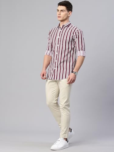 Image of Majestic Man Men's Standard Slim Fit Striped Pure Cotton Casual Shirt