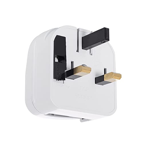 LEDKIA LIGHTING Adaptateur Prise Type E Tête Large avec Câble Droit à Prise Type G (UK) Blanc Cover