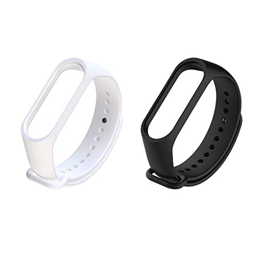 Correa de Repuesto para Xiaomi Mi Banda 3 TPU Pulsera de la Correa de muñeca Inteligente Reemplazar Accesorios (Blanco + Negro)