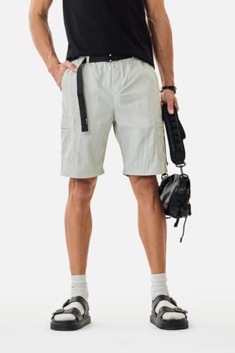 Image of SNITCH Men Casual Shorts | Regular Fit Mid Rise Solid Design | Lightweight 100% Nylon with Smooth Texture & Utility Pockets for Summer & Casual Wear