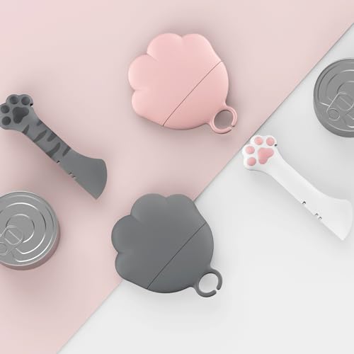 PHOGARY Silikon Dosendeckel Katzenfutter mit Löffel für Haustierfutterdosen, Deckel für Katzenfutter/Hundefutter Dosen, Universal Dosenverschluss, Haustier Futteraufbewahrung, Geschenk (Grau)