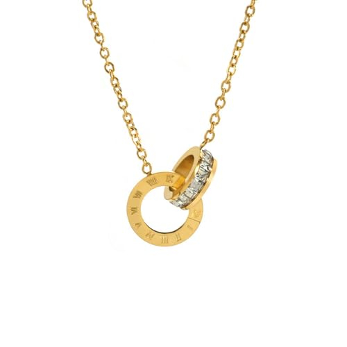 Feng Shui, Collar De Aro Doble De Acero De Titanio De para Mujer Cadena Colgante Romana Minimalista Joyería De Estilo Instagram Regalo para Ella