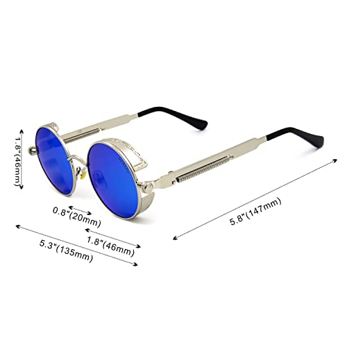 Image of RONSOU Steampunk Style Round Vintage Polarized Sunglasses Retro Eyewear UV400 Protection Matel Frame
