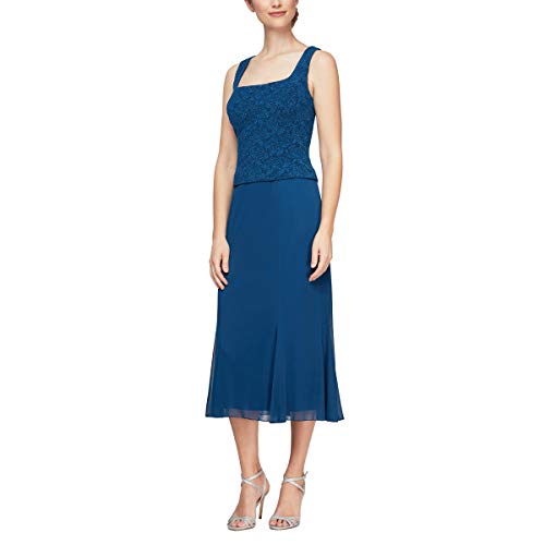 Image of Alex Evenings Women's Tea Length Jacket Dress, Perfect for Weddings, Formal Events (Petite and Regular Sizes)