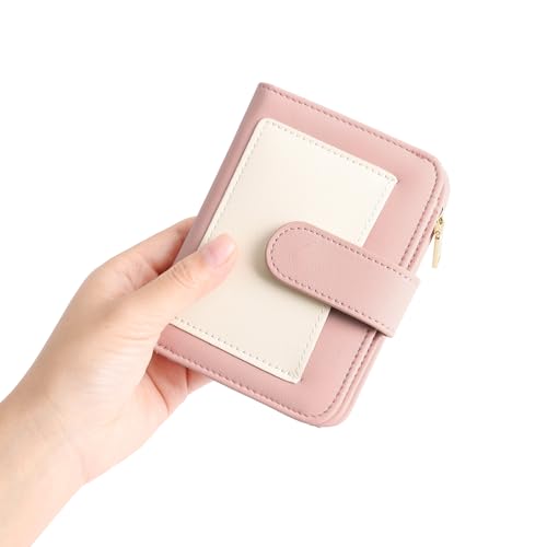 Image of GOIACII Small Wallet for Women RFID Blocking Bifold Wallets Ladies Card Holder Coin Zipper Pocket Pink