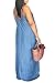 Chuanqi Womens Summer Spaghetti Strap Dresses Casual Denim Deep V Neck Loose Maxi Dress (Large, Blue)