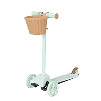 EVO Mini Cruiser 3-Wheel Scooter with Toy Basket – Mint Green | Kids Kick Push Ride-On with Adjustable Handlebar | Toddler Balance Scooter for Boys & Girls Ages 2–5