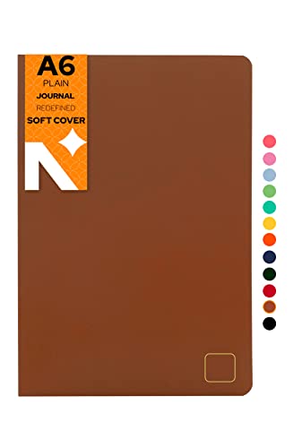 Image of NEORAH - A6 Notebook SOFT COVER | Journal REFILL | Unruled Notebook Journal | 110 GSM | 160 pages (Size 14.8 cm x 10.5 cm) Planner Journaling Writing Note Taking Diary- BROWN