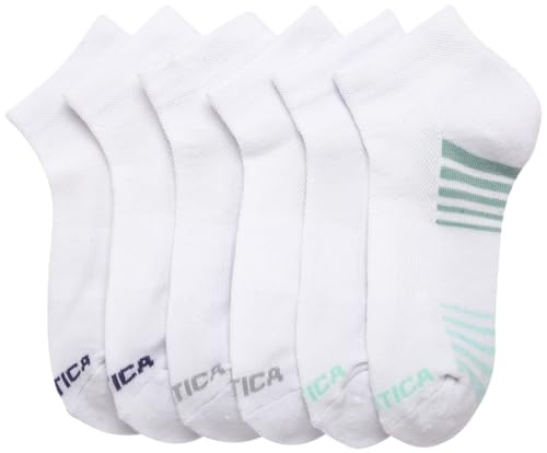 Image of Nautica Womens Quarter Socks Athletic Cushion Moisture Wicking Socks 6 Pack | Stretch Performance Dri-Motion Fabric, Cushioned with Arch Support, Breathable Mesh Panels, Quarter Cut, Shoe Size 4-10