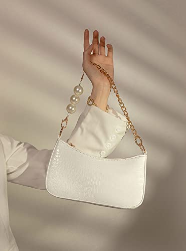 CAMILIFE Witte clutch schouder handtas mini handtassen met parelketting klassieke vintage tas kleine witte handtas voor… - Image 4