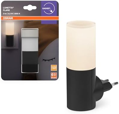 Osram Lunetta Backlight Flare Schwarz, mobile Leuchte, 0.20 W, 3 lm, Warmweiß, Nachtlicht mit Bewegungsmelder, Tag-/Nachtsensor, für Innenbereiche