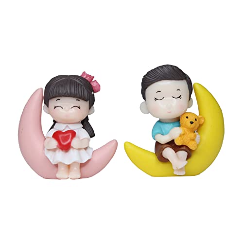 Wonderland Polyvinyl Chloride Dolls on The Moon Cute Couple Garden Miniature Showpiece, Pink & Yellow, 2 Pc/Set (B08JH5C99T) Amazon Price History, Amazon Price Tracker